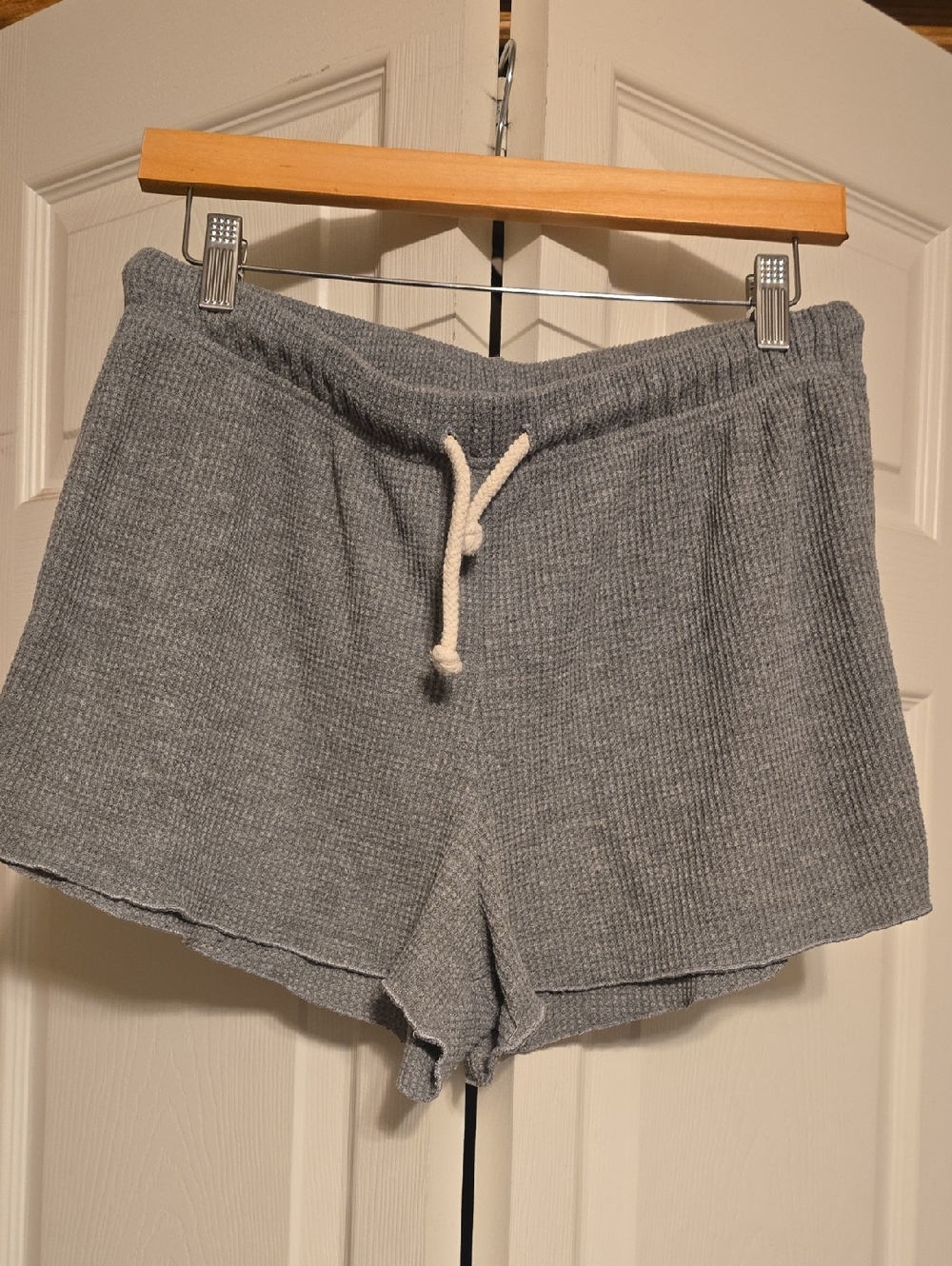 perfectwhitetee Romy Waffle Ribbed Drawstring Athletic Shorts - Gray